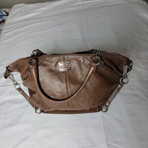 Vtg. Coach Brown Leather Satchel Bag Silver Tone Hardware D-1126-15955 12"X17"